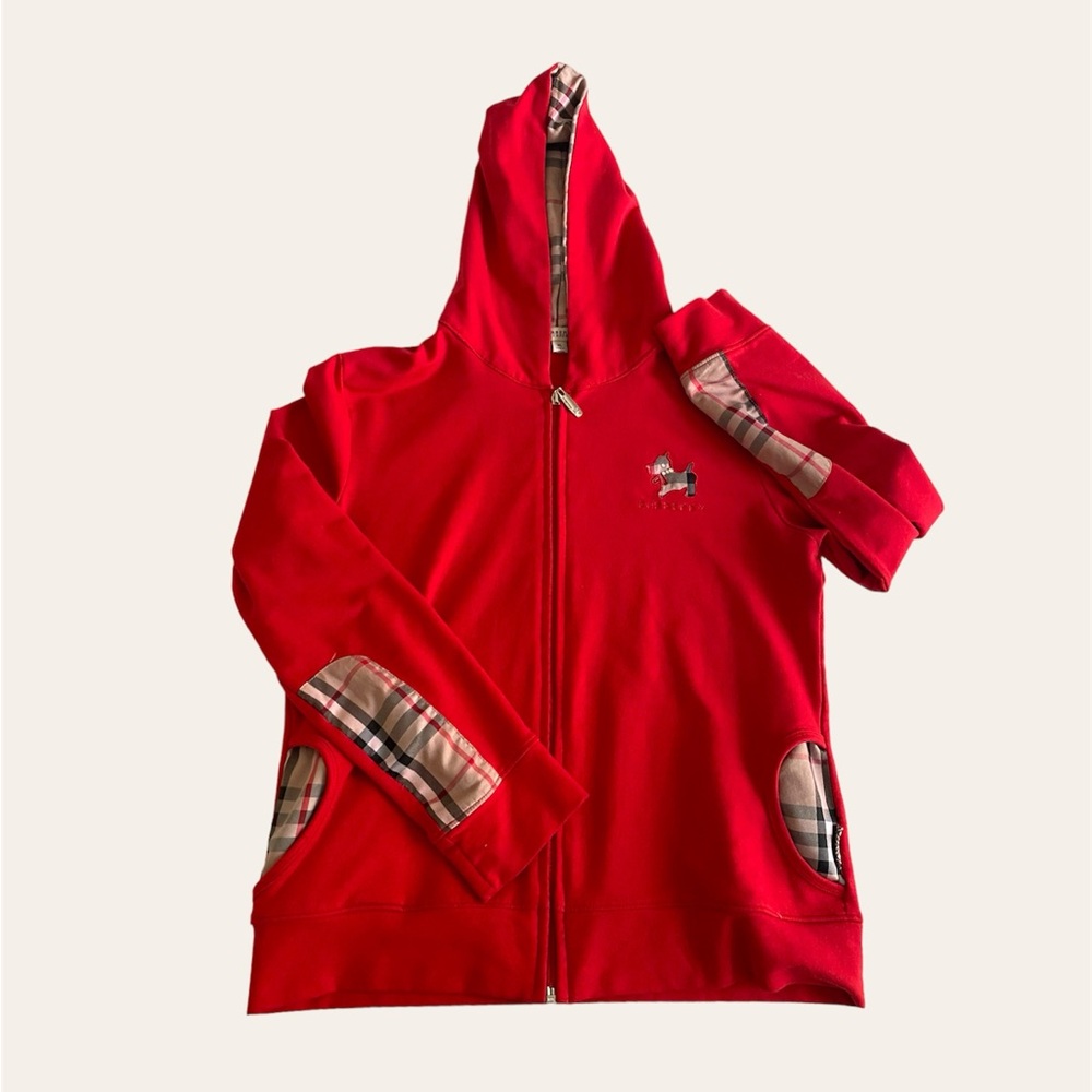 Authentic Burberry London Red Zip up sweater
